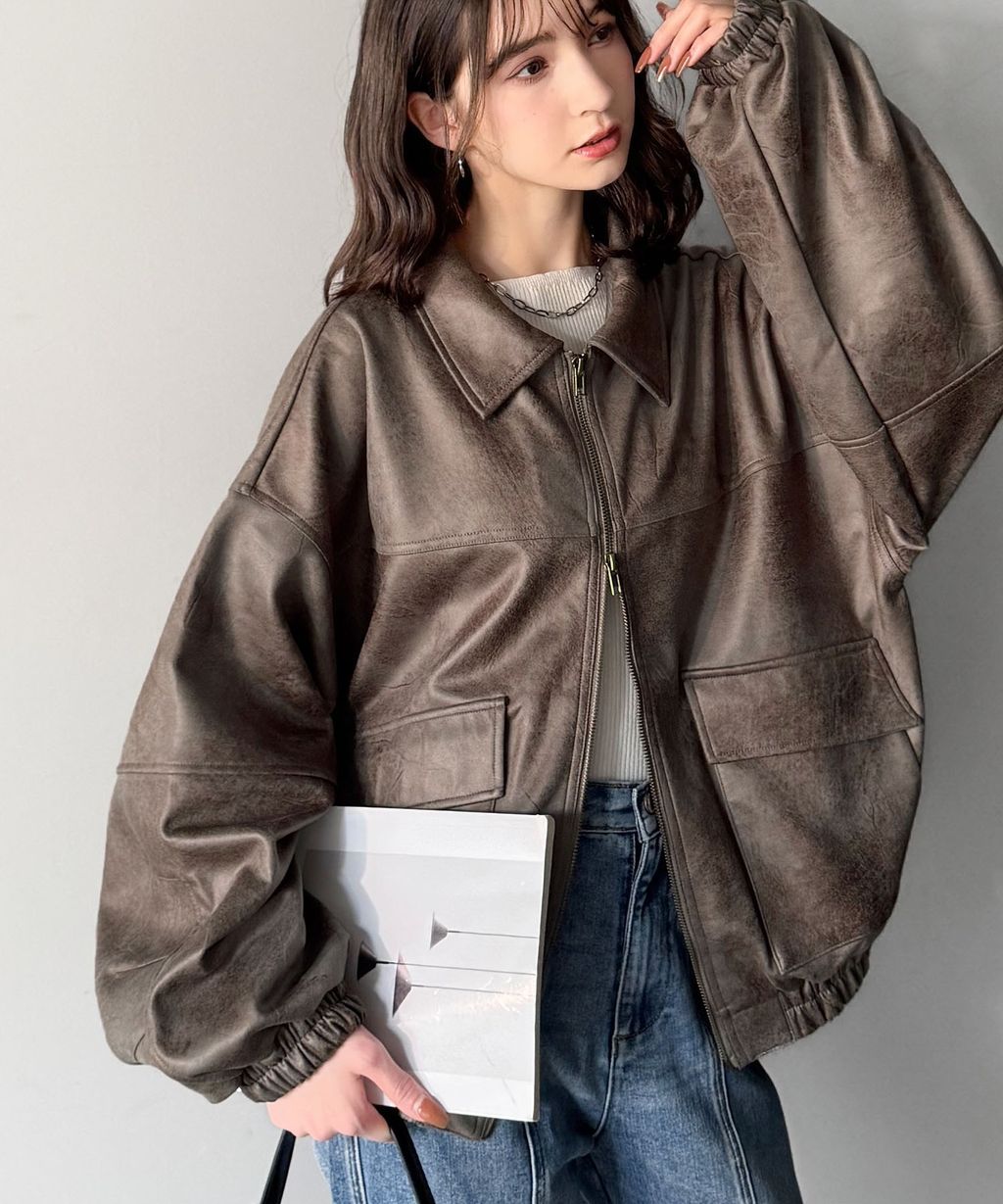 JaVa復古麂皮風格雙拉鍊夾克_37