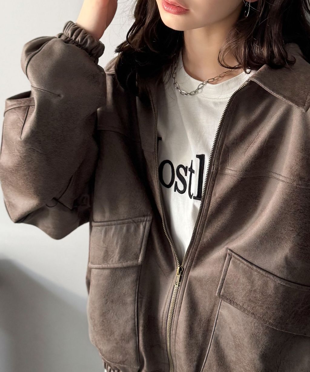 JaVa復古麂皮風格雙拉鍊夾克_33