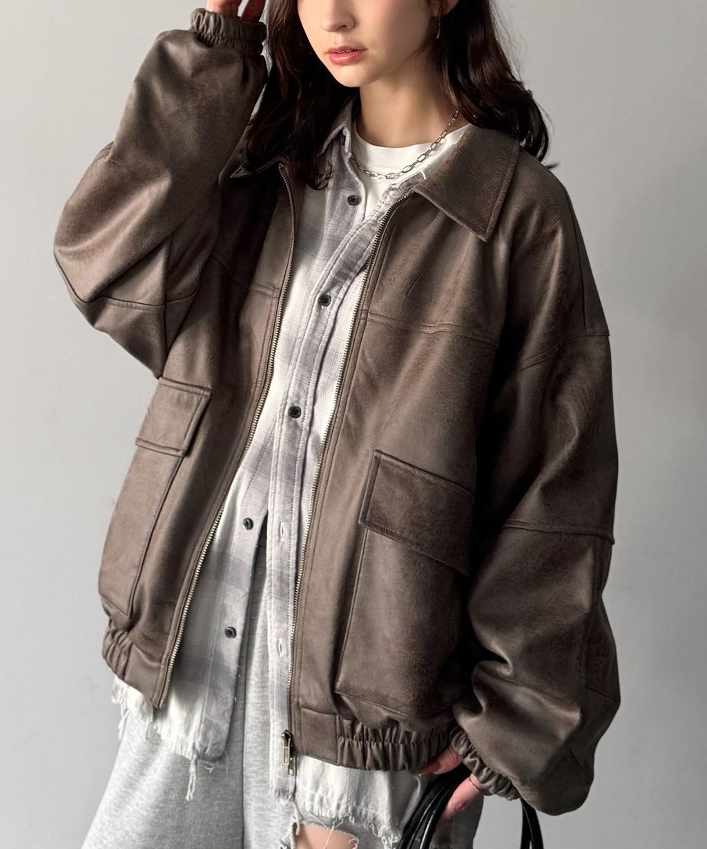 JaVa復古麂皮風格雙拉鍊夾克_42