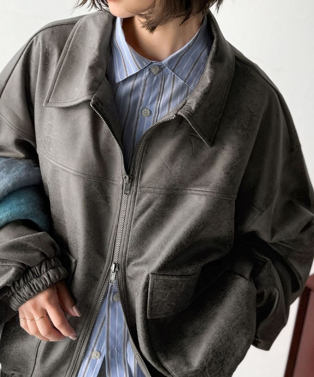 JaVa復古麂皮風格雙拉鍊夾克_34