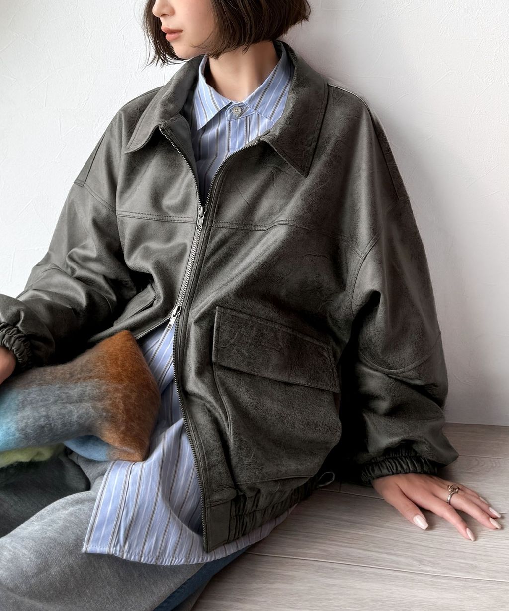 JaVa復古麂皮風格雙拉鍊夾克_28