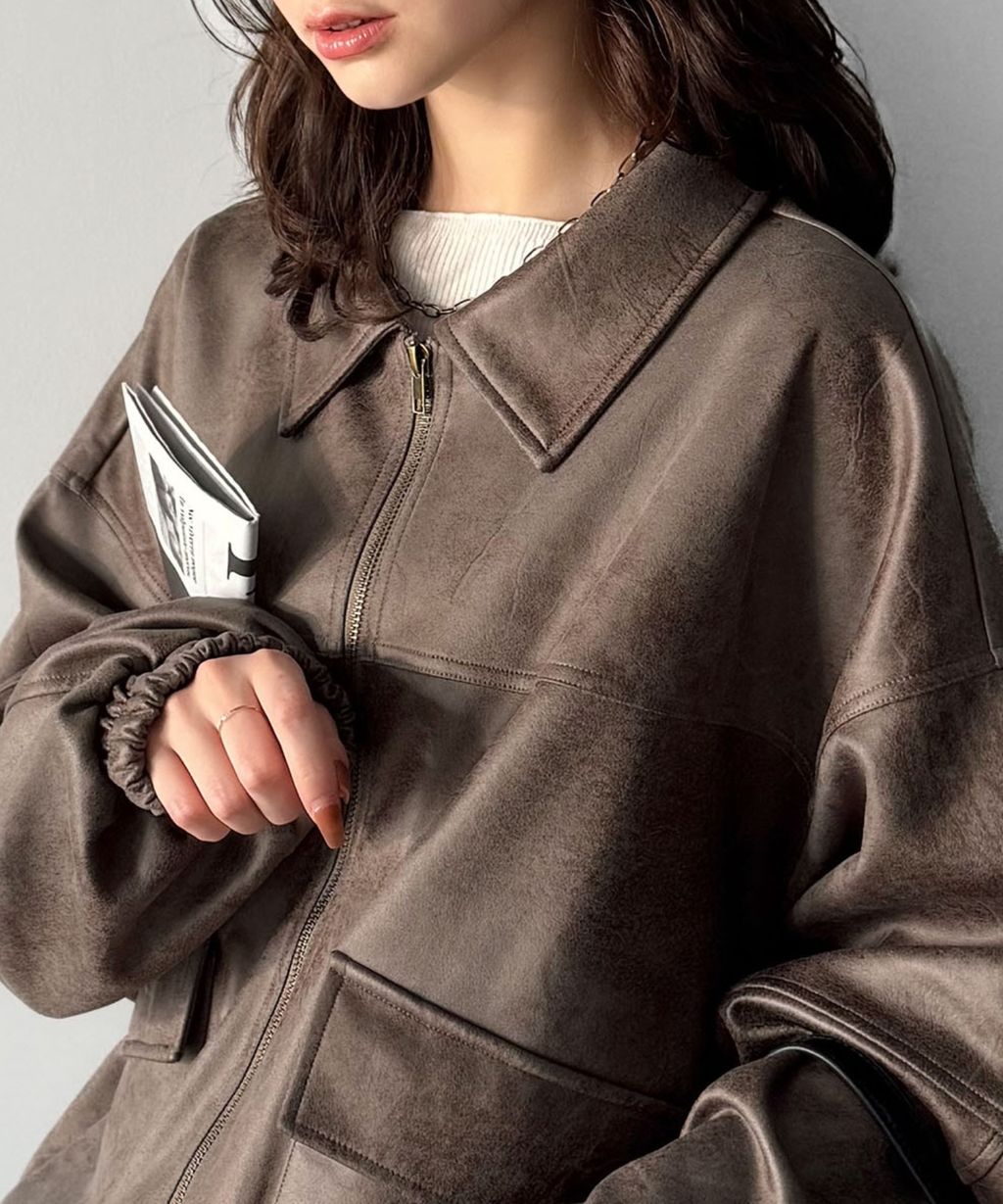 JaVa復古麂皮風格雙拉鍊夾克_38