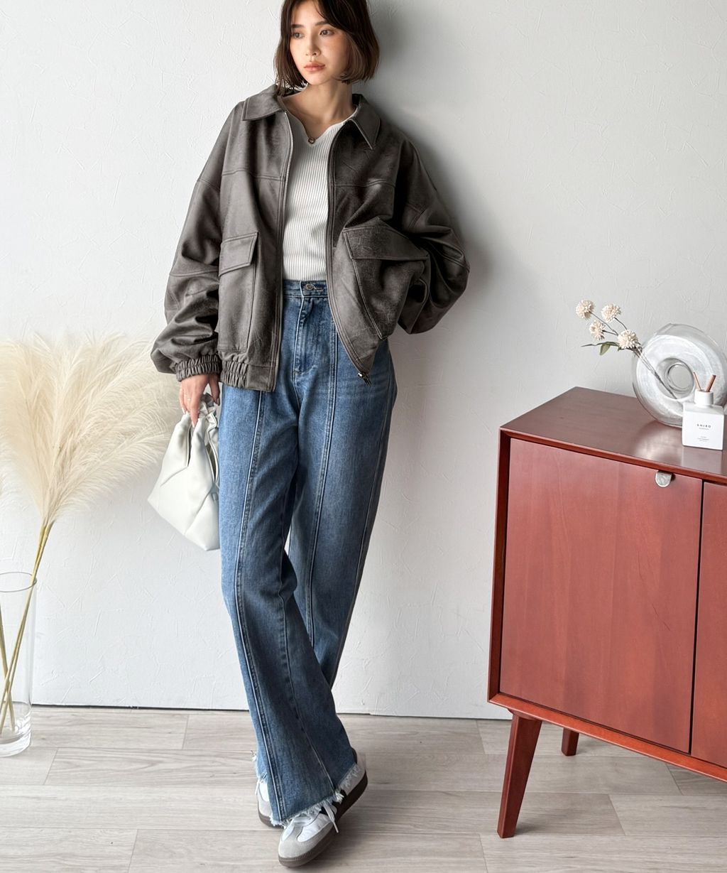 JaVa復古麂皮風格雙拉鍊夾克_26