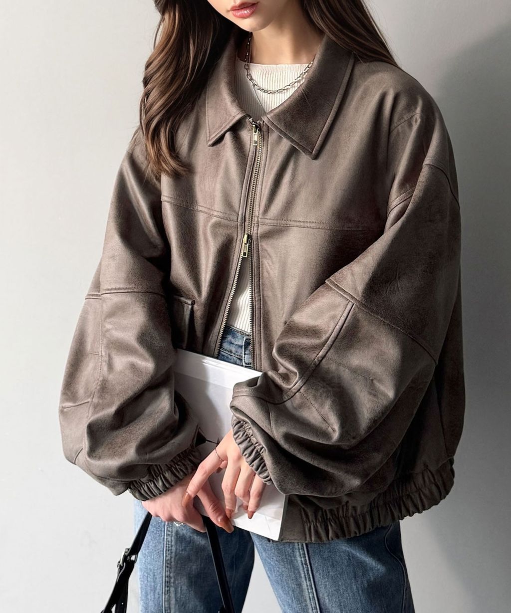 JaVa復古麂皮風格雙拉鍊夾克_23