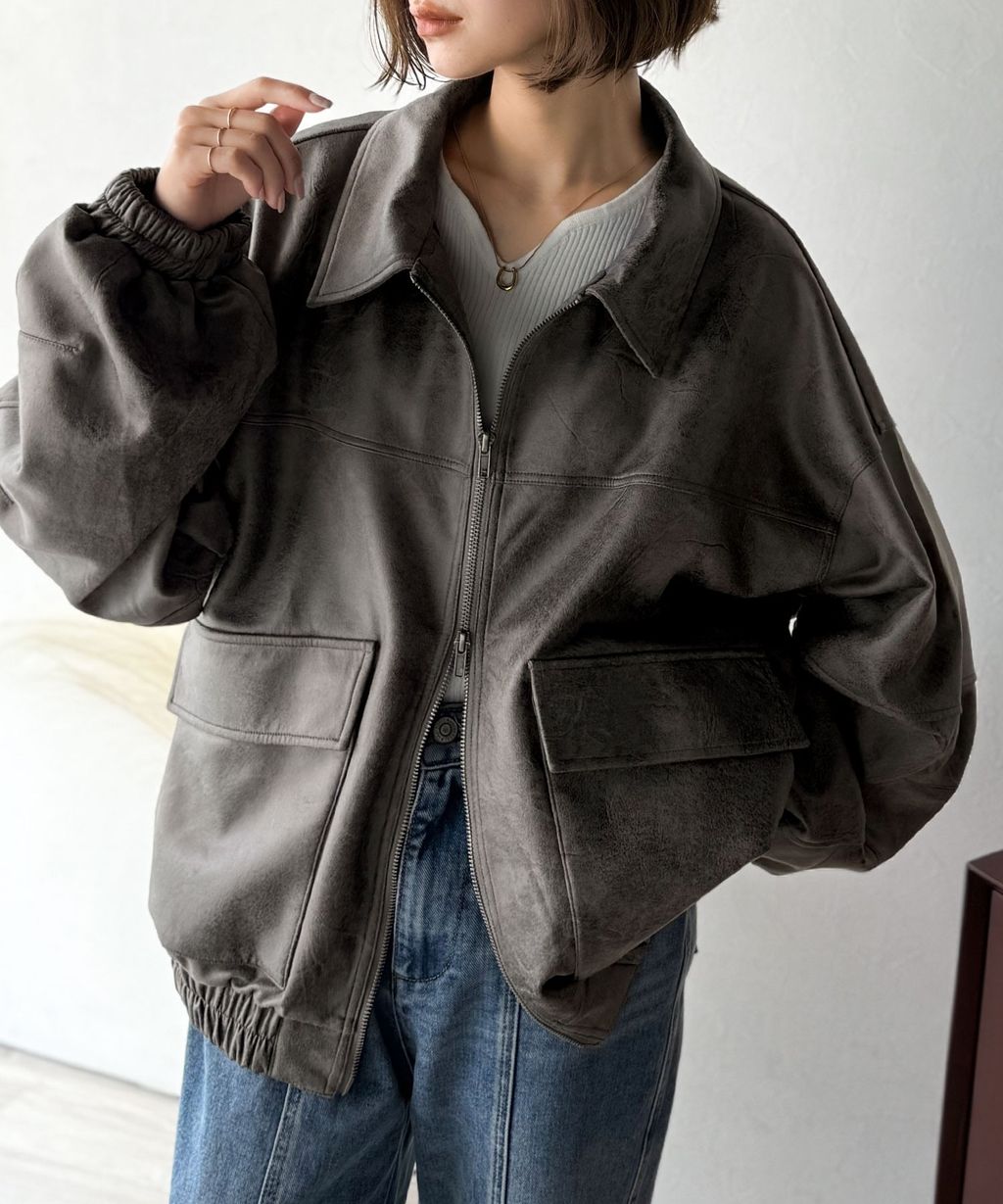 JaVa復古麂皮風格雙拉鍊夾克_20