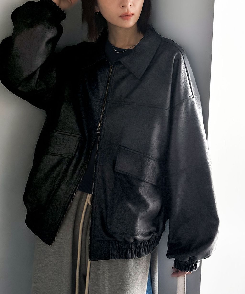 JaVa復古麂皮風格雙拉鍊夾克_14