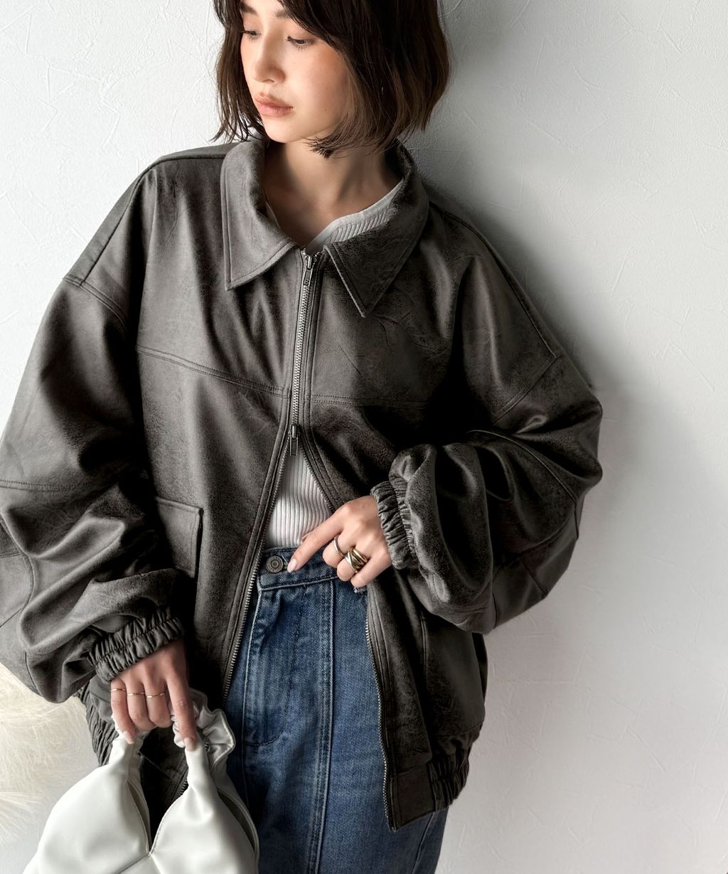 JaVa復古麂皮風格雙拉鍊夾克_25