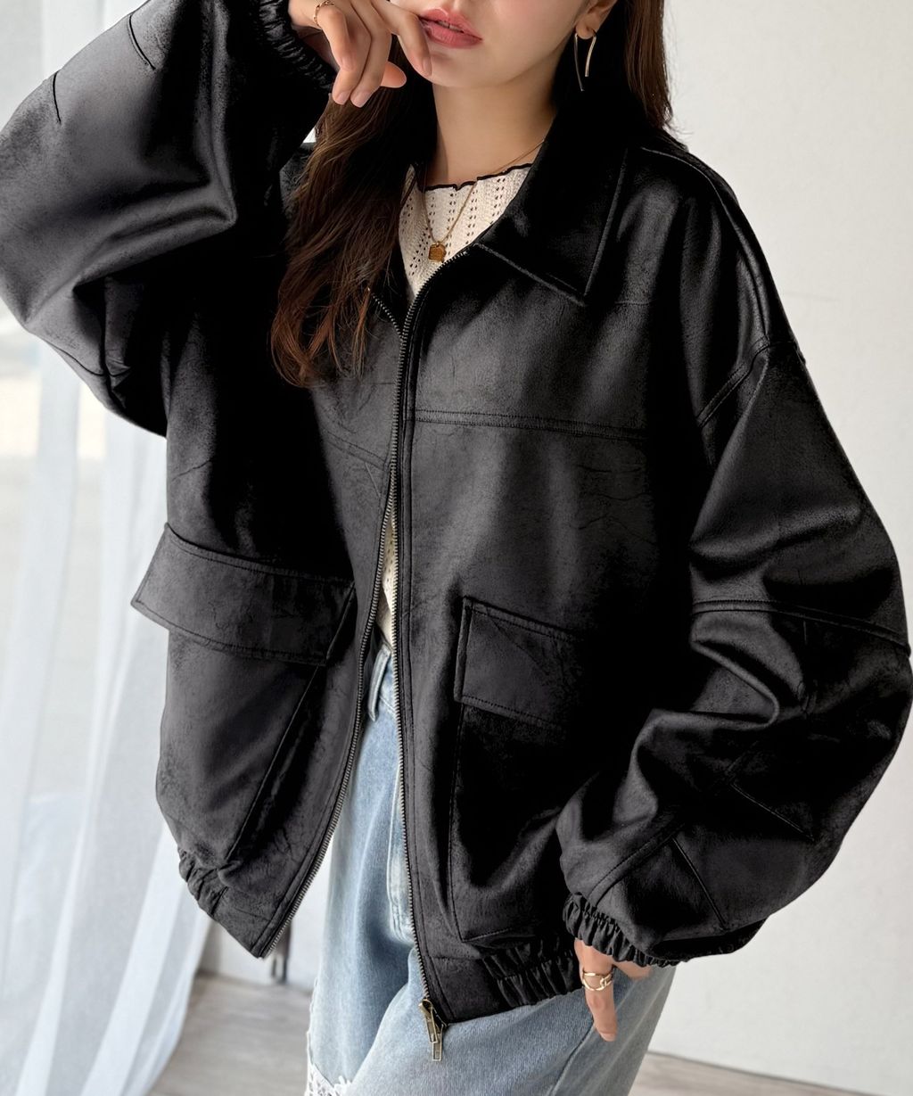 JaVa復古麂皮風格雙拉鍊夾克_15