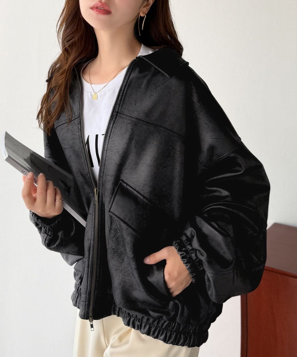 JaVa復古麂皮風格雙拉鍊夾克_16