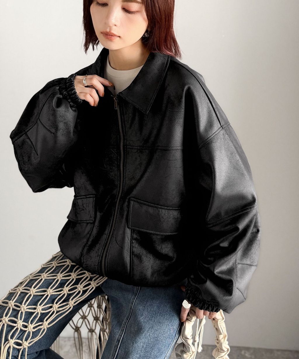 JaVa復古麂皮風格雙拉鍊夾克_12