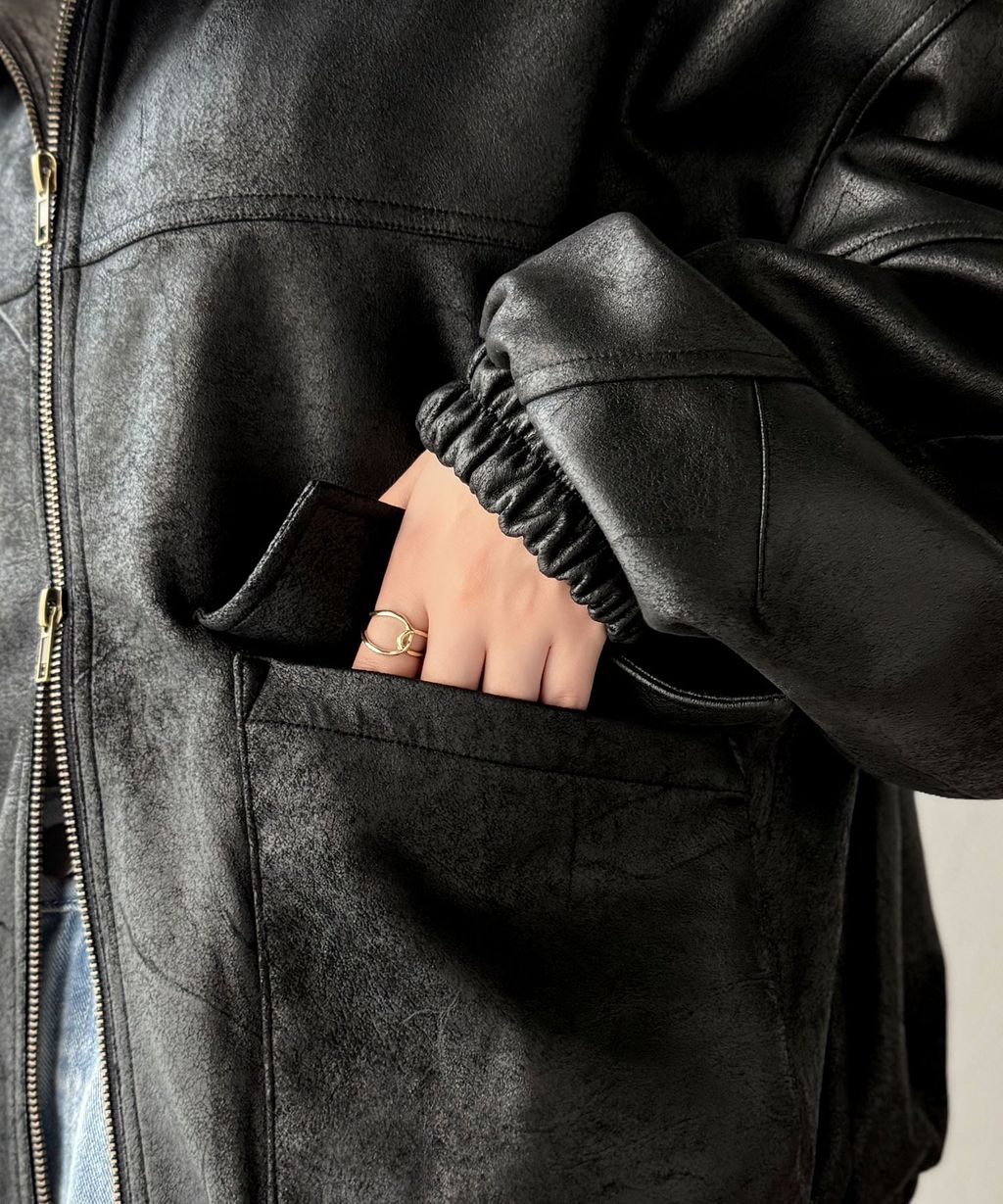 JaVa復古麂皮風格雙拉鍊夾克_13