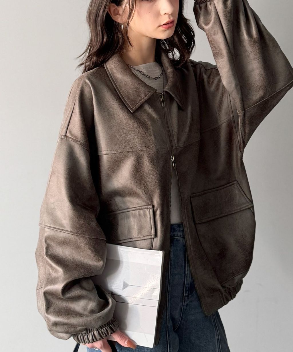 JaVa復古麂皮風格雙拉鍊夾克_7
