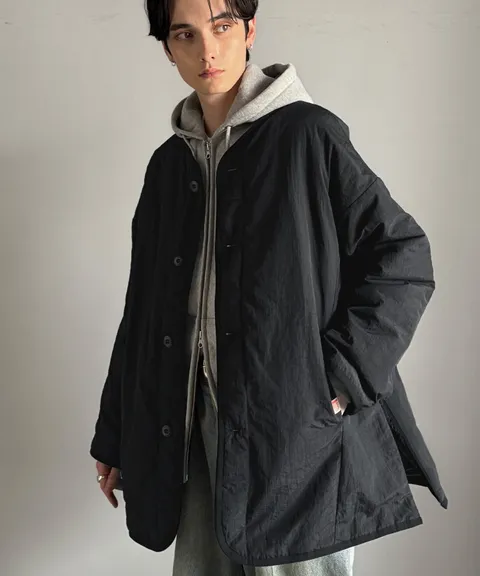 java 極簡風無領中綿外套_2