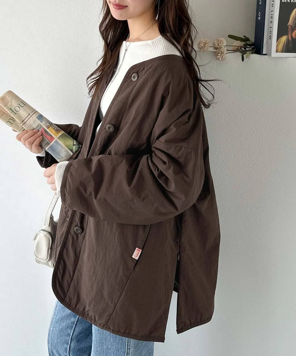 java 極簡風無領中綿外套_23