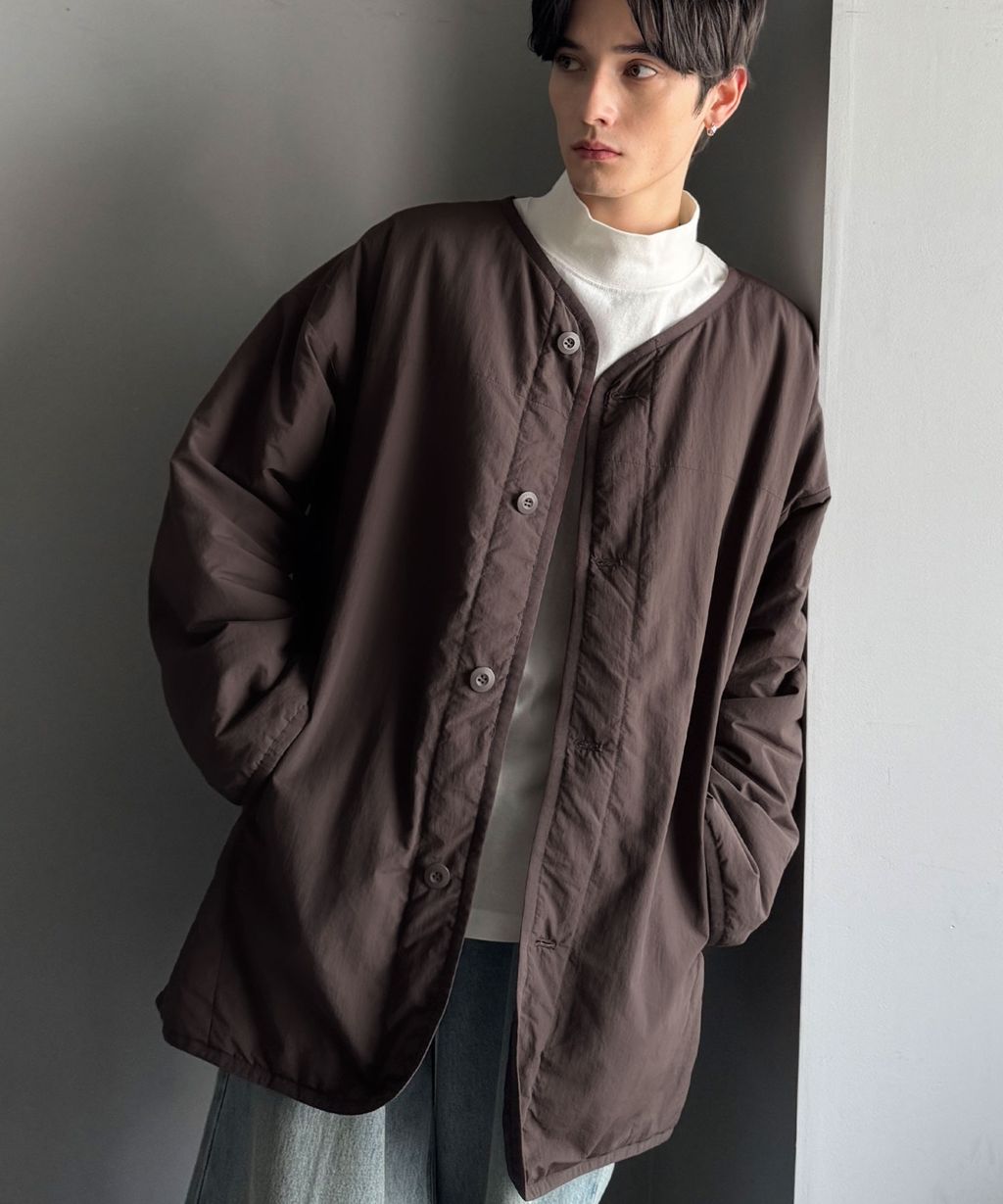 java 極簡風無領中綿外套_22