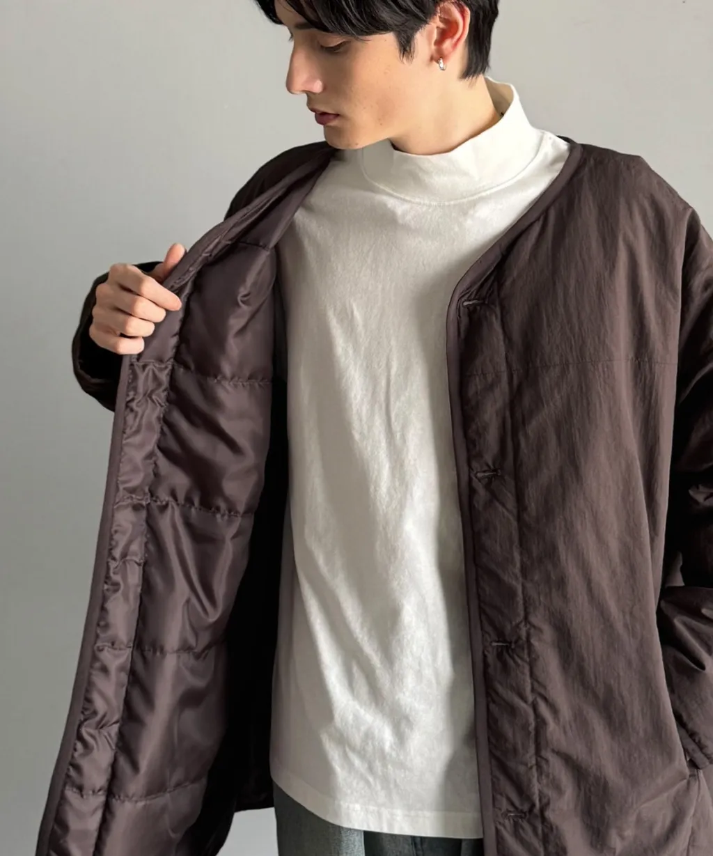 java 極簡風無領中綿外套_20