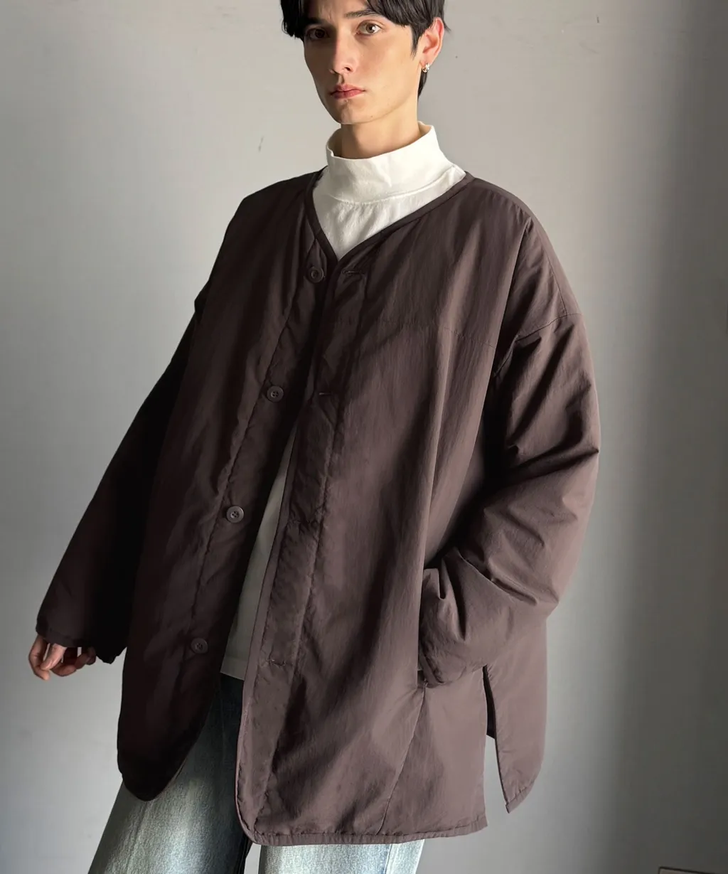 java 極簡風無領中綿外套_18