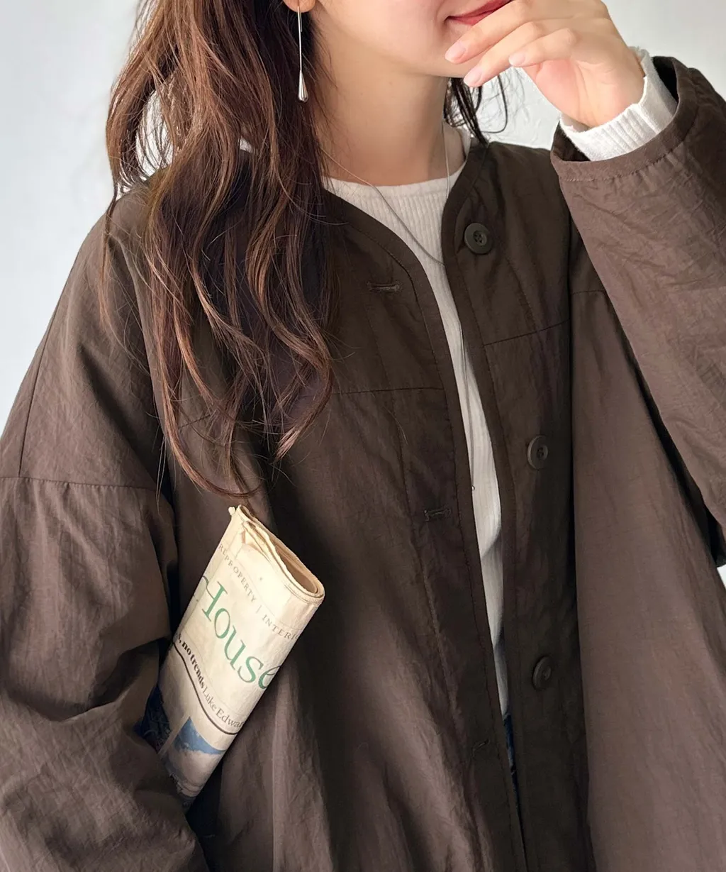 java 極簡風無領中綿外套_13