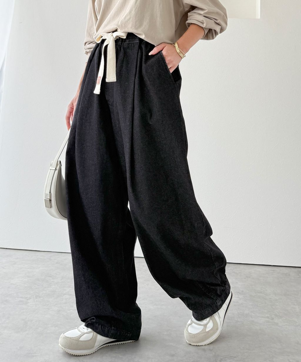 java 10oz腰部抽繩繭型牛仔褲(男女同款)_5