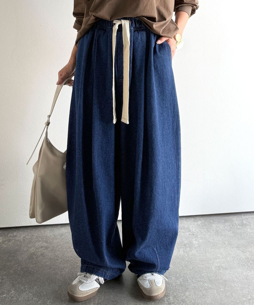 java 10oz腰部抽繩繭型牛仔褲(男女同款)_2