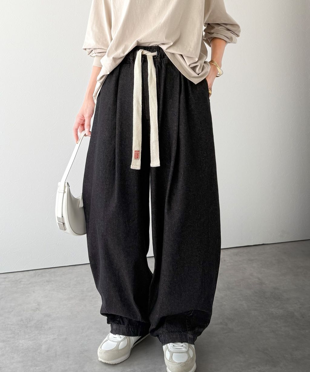 java 10oz腰部抽繩繭型牛仔褲(男女同款)_4