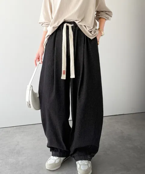 java 10oz腰部抽繩繭型牛仔褲(男女同款)_4