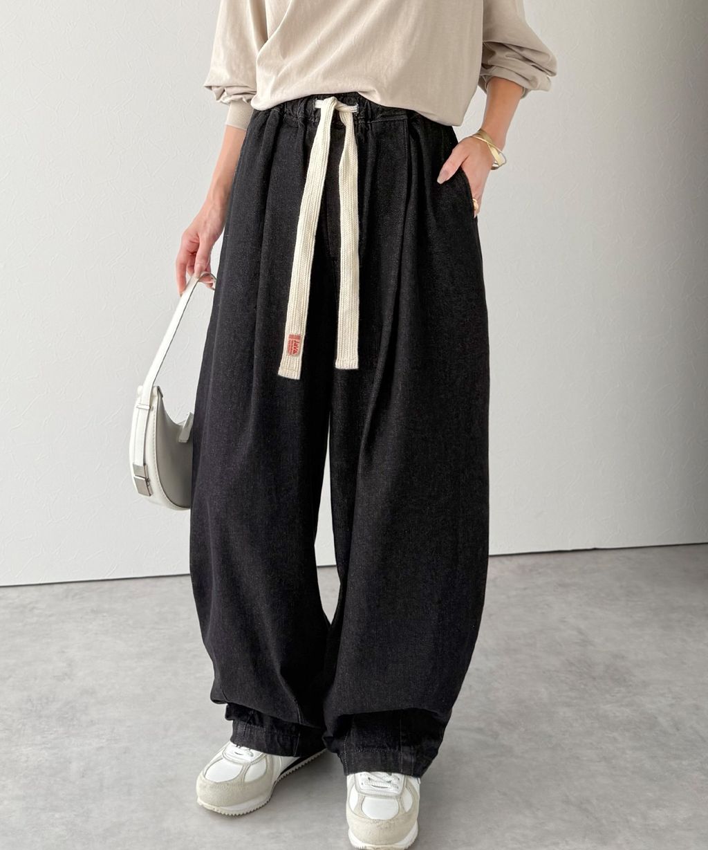 java 10oz腰部抽繩繭型牛仔褲(男女同款)_6