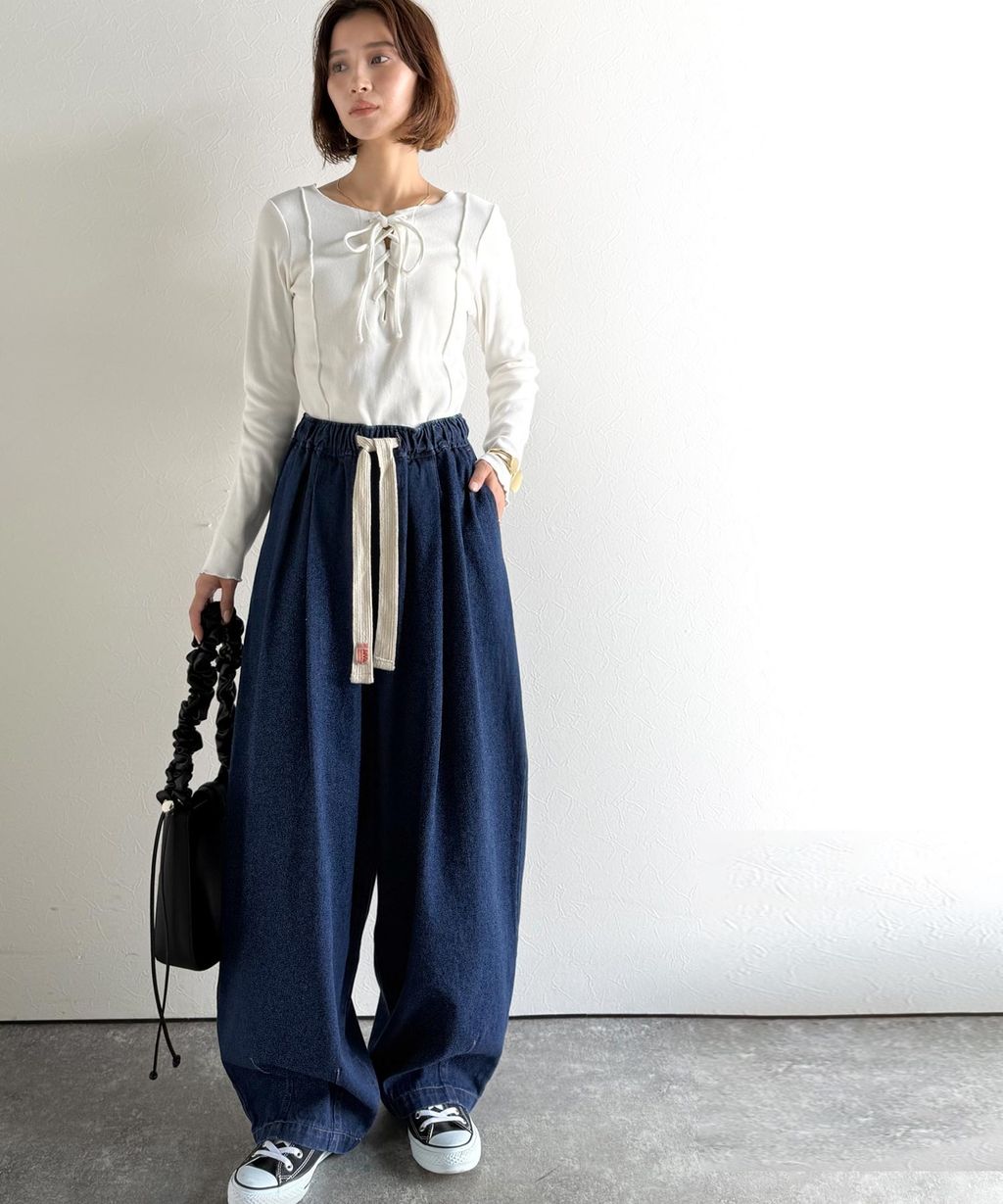 java 10oz腰部抽繩繭型牛仔褲(男女同款)_32