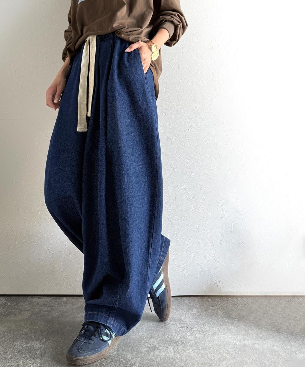 java 10oz腰部抽繩繭型牛仔褲(男女同款)_30