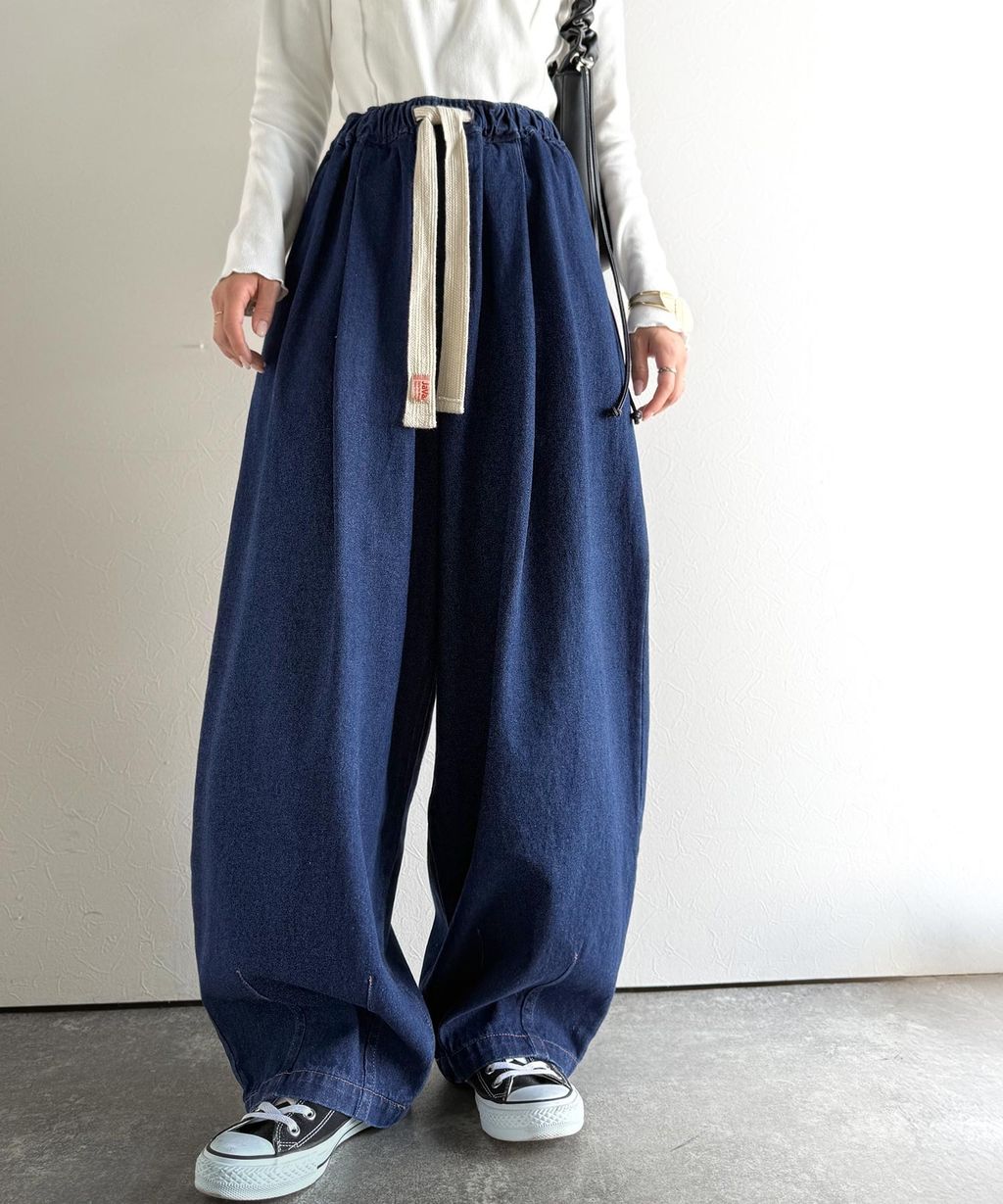 java 10oz腰部抽繩繭型牛仔褲(男女同款)_28