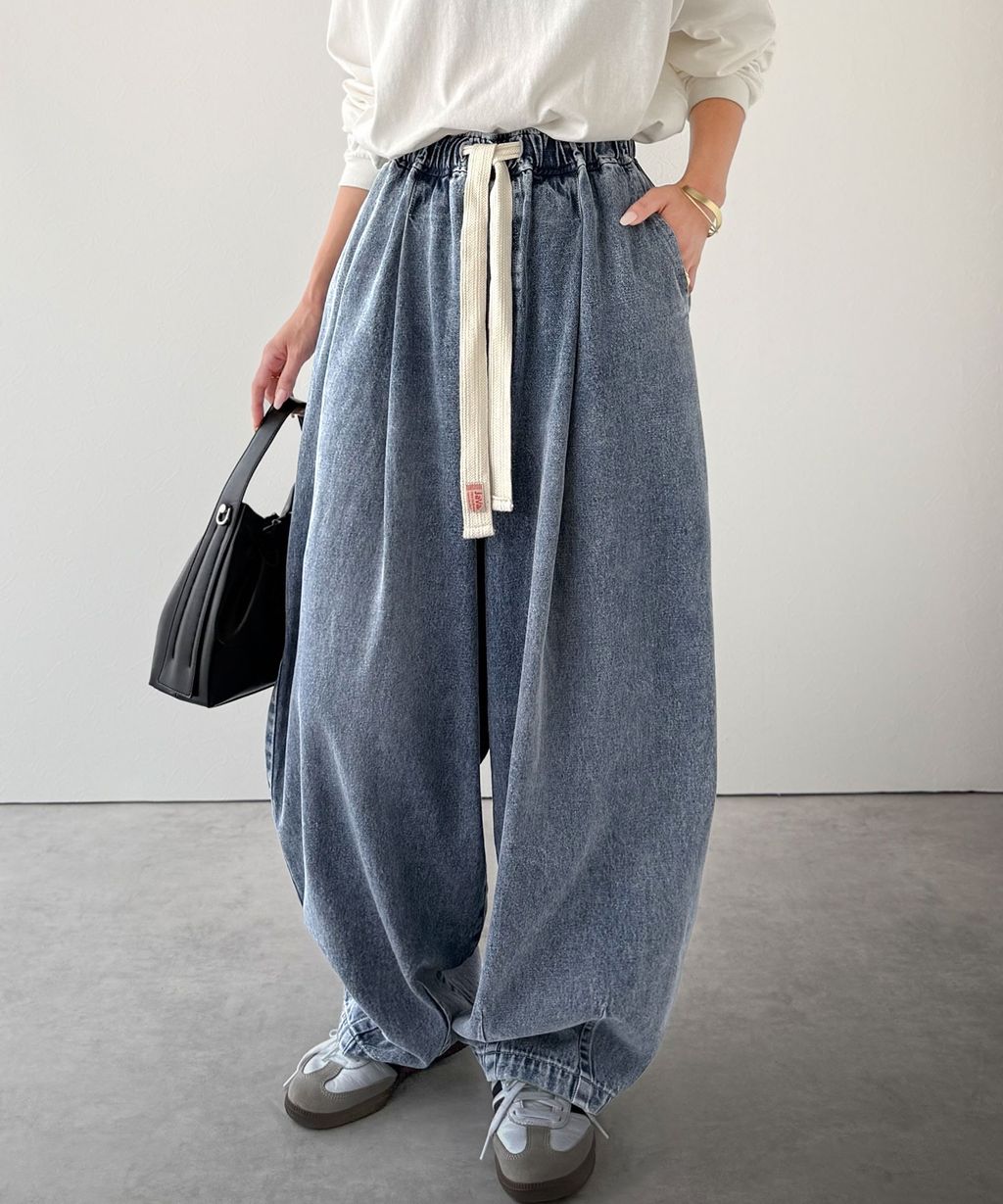 java 10oz腰部抽繩繭型牛仔褲(男女同款)_25