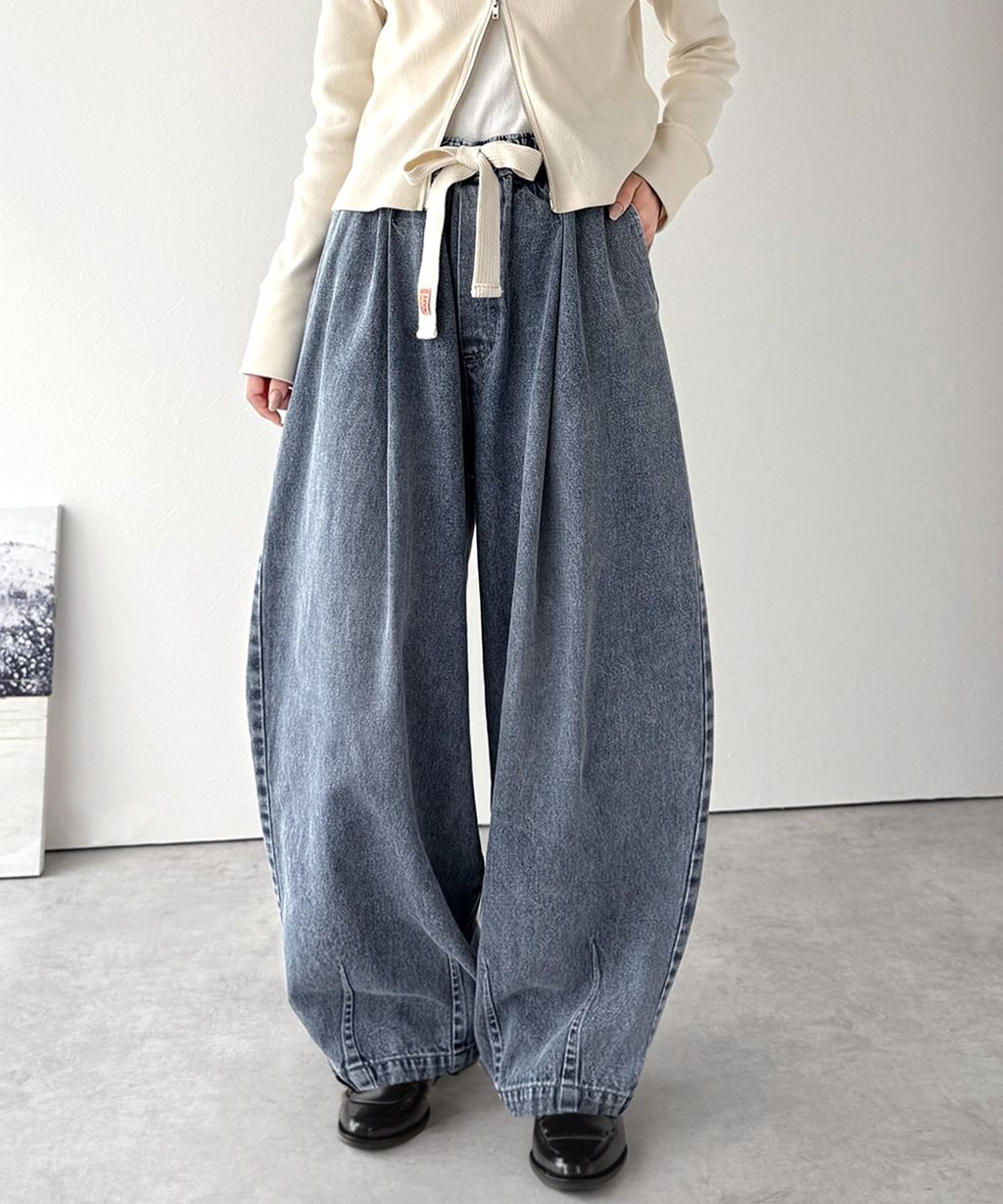 java 10oz腰部抽繩繭型牛仔褲(男女同款)_24