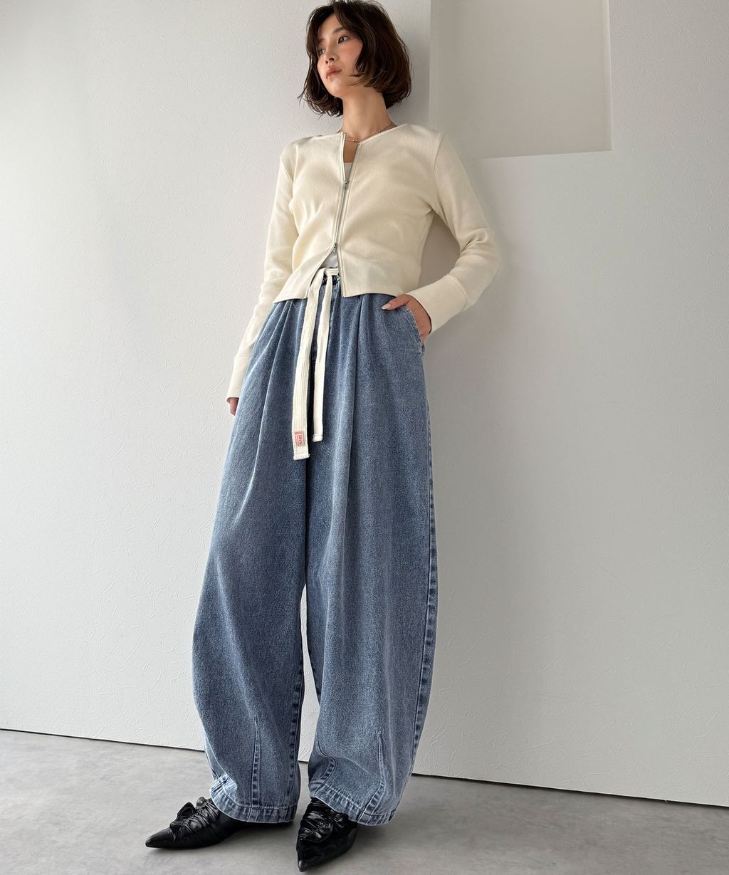 java 10oz腰部抽繩繭型牛仔褲(男女同款)_20