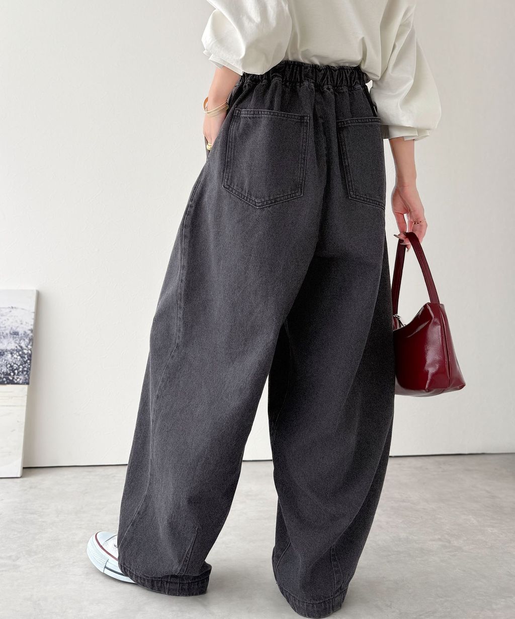 java 10oz腰部抽繩繭型牛仔褲(男女同款)_15