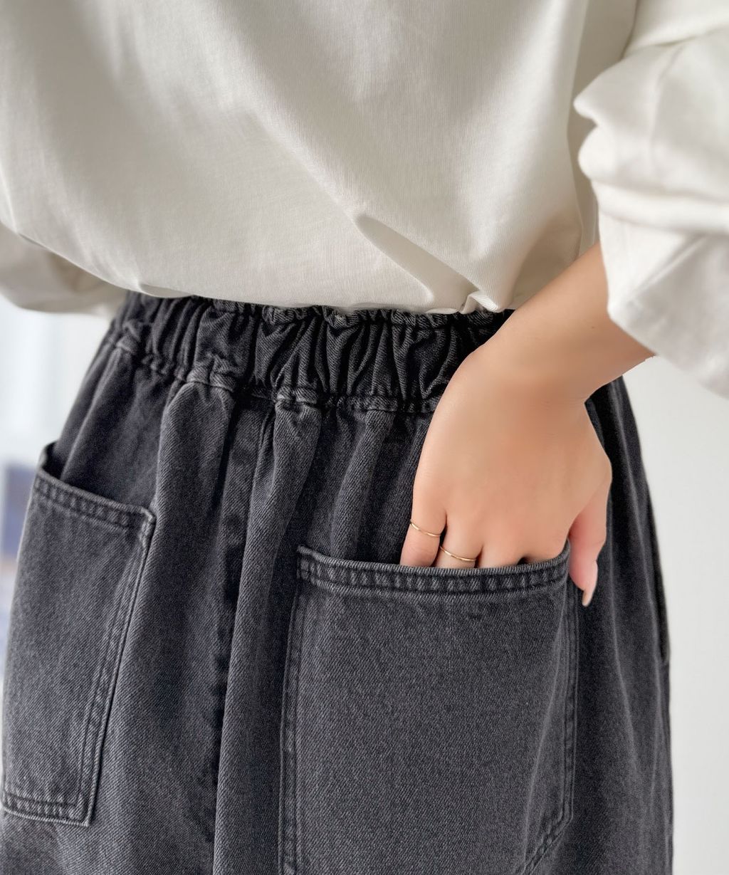 java 10oz腰部抽繩繭型牛仔褲(男女同款)_21