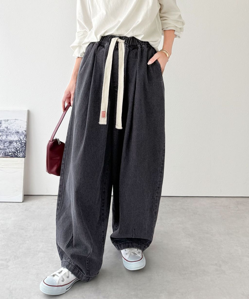 java 10oz腰部抽繩繭型牛仔褲(男女同款)_13