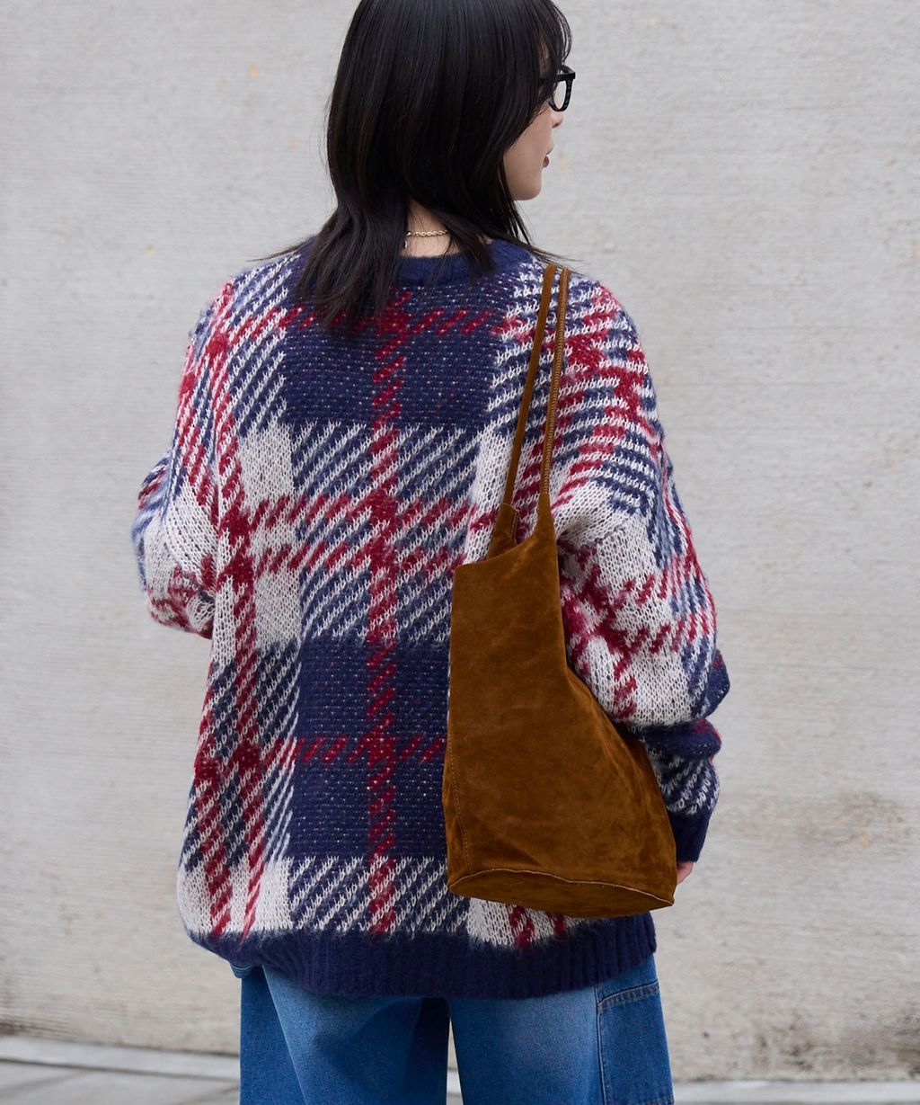 THE CRAFT CREW PRODUCTS 可水洗格紋提花寬版圓領針織毛衣_11