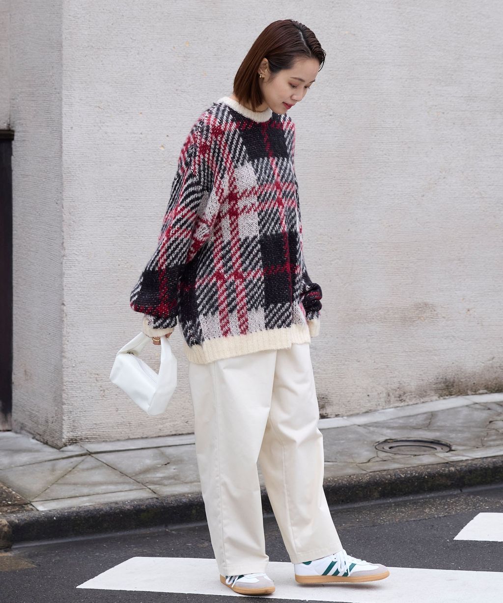 THE CRAFT CREW PRODUCTS 可水洗格紋提花寬版圓領針織毛衣_49