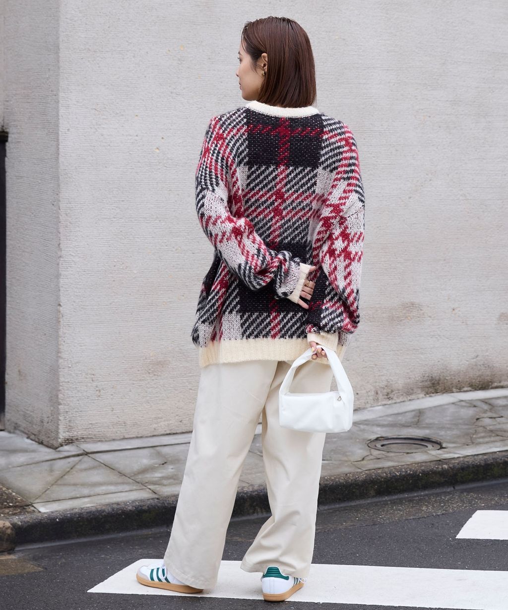 THE CRAFT CREW PRODUCTS 可水洗格紋提花寬版圓領針織毛衣_50