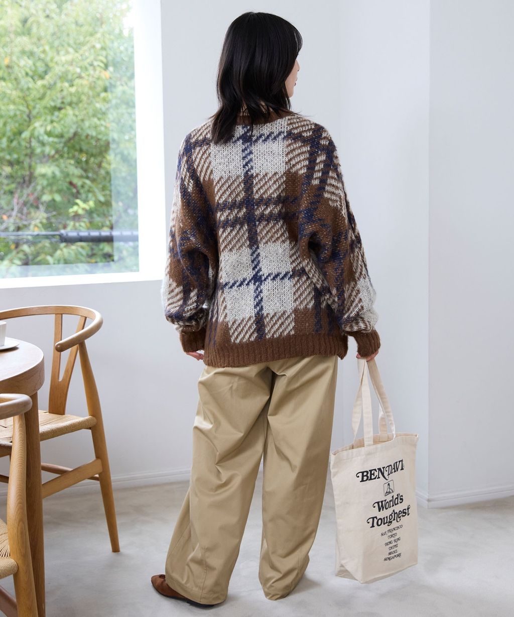 THE CRAFT CREW PRODUCTS 可水洗格紋提花寬版圓領針織毛衣_37