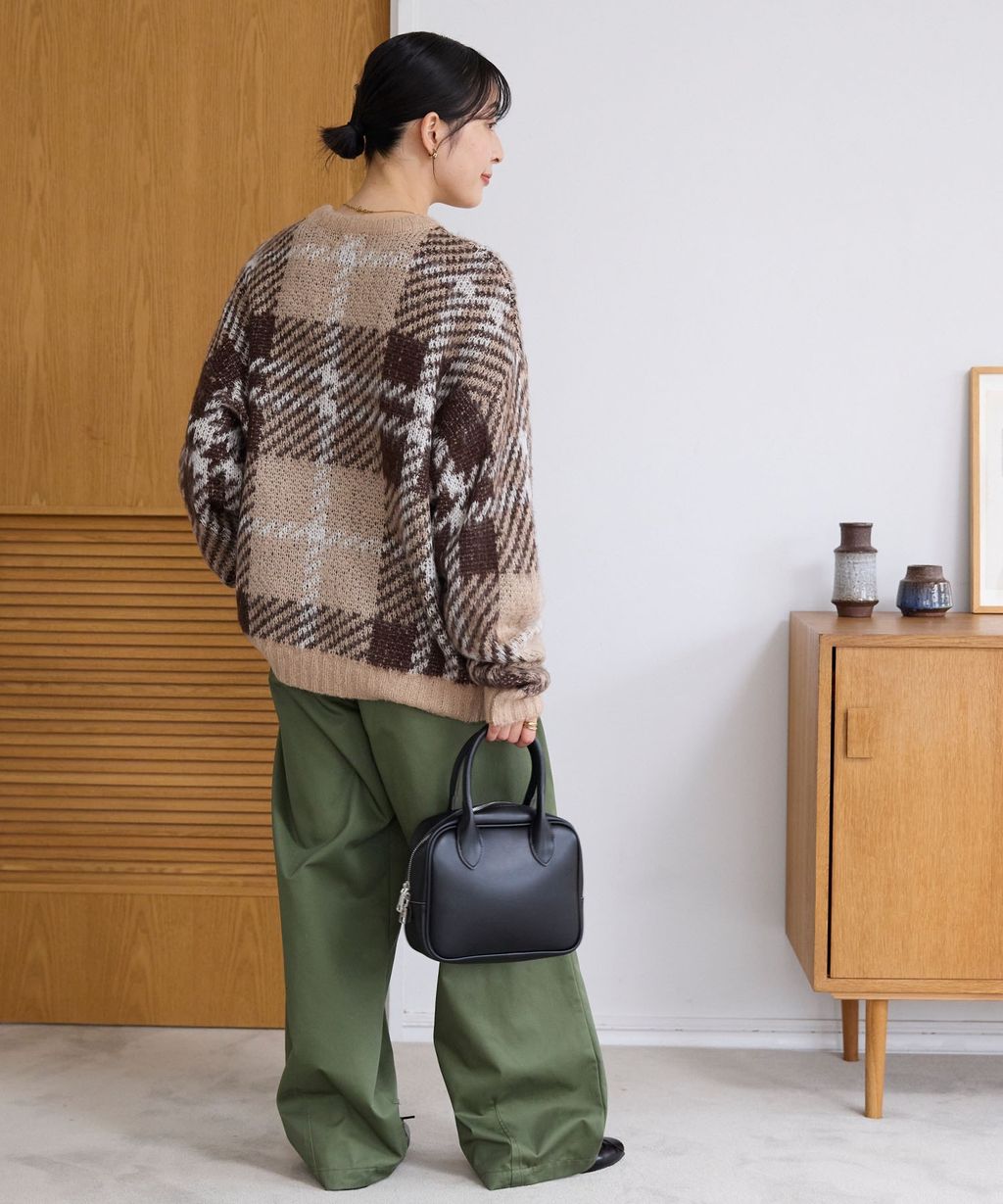 THE CRAFT CREW PRODUCTS 可水洗格紋提花寬版圓領針織毛衣_30