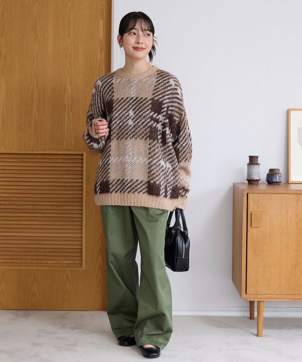 THE CRAFT CREW PRODUCTS 可水洗格紋提花寬版圓領針織毛衣_28