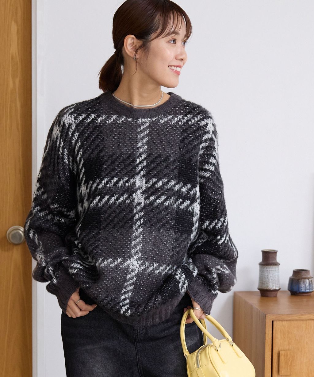 THE CRAFT CREW PRODUCTS 可水洗格紋提花寬版圓領針織毛衣_39