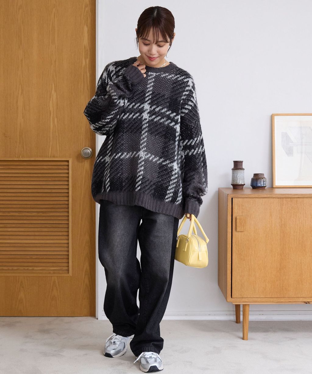 THE CRAFT CREW PRODUCTS 可水洗格紋提花寬版圓領針織毛衣_43