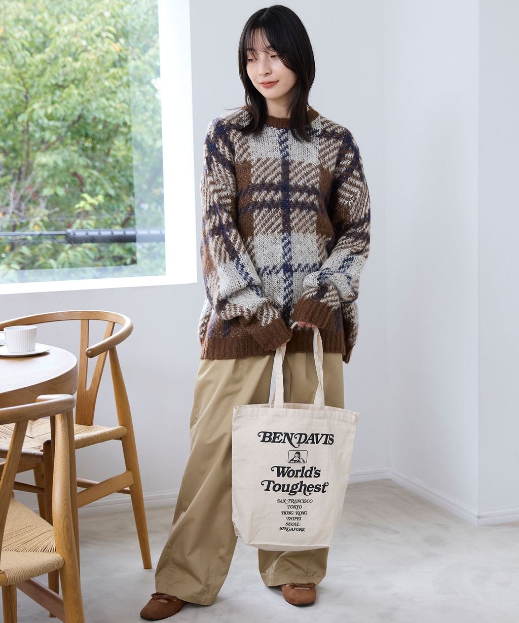 THE CRAFT CREW PRODUCTS 可水洗格紋提花寬版圓領針織毛衣_31
