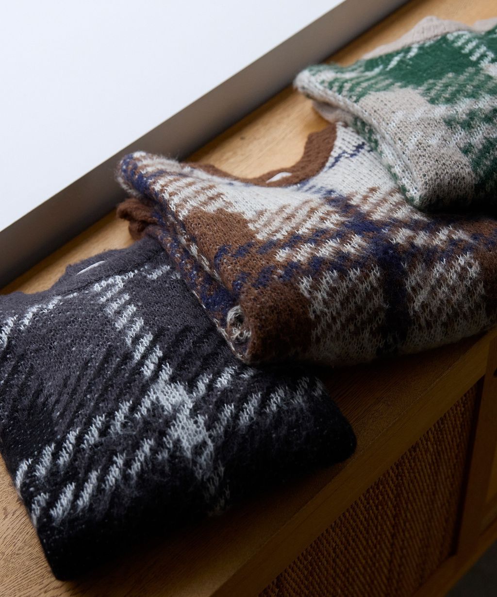 THE CRAFT CREW PRODUCTS 可水洗格紋提花寬版圓領針織毛衣_57