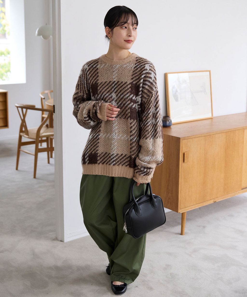 THE CRAFT CREW PRODUCTS 可水洗格紋提花寬版圓領針織毛衣_23