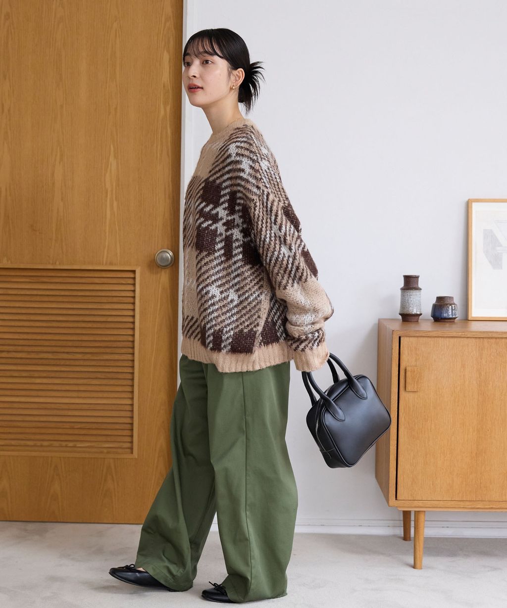 THE CRAFT CREW PRODUCTS 可水洗格紋提花寬版圓領針織毛衣_29