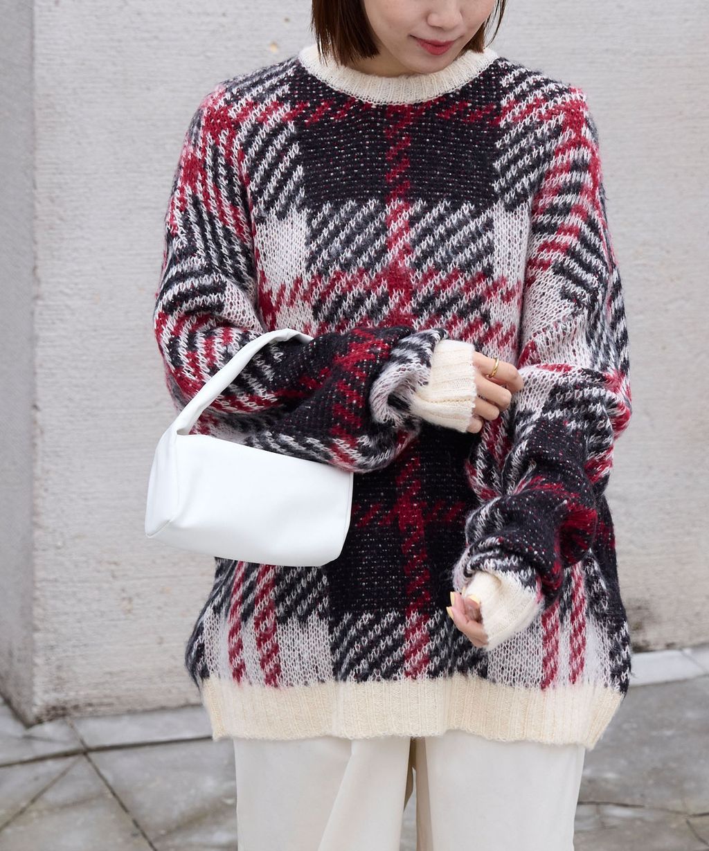 THE CRAFT CREW PRODUCTS 可水洗格紋提花寬版圓領針織毛衣_54