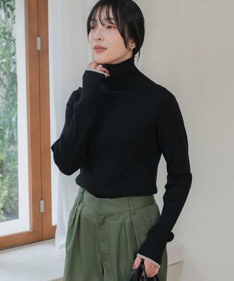 THE CRAFT CREW PRODUCTS (吸濕發熱)可水洗線條高領羅紋針織上衣_8